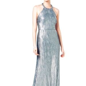 NWT Adrianna Papell Embellished Metallic Gown